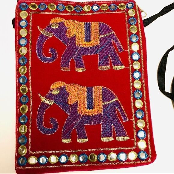 Embroidered Bohemian Bollywood Elephant Crossbody Bag - Picture 2 of 16